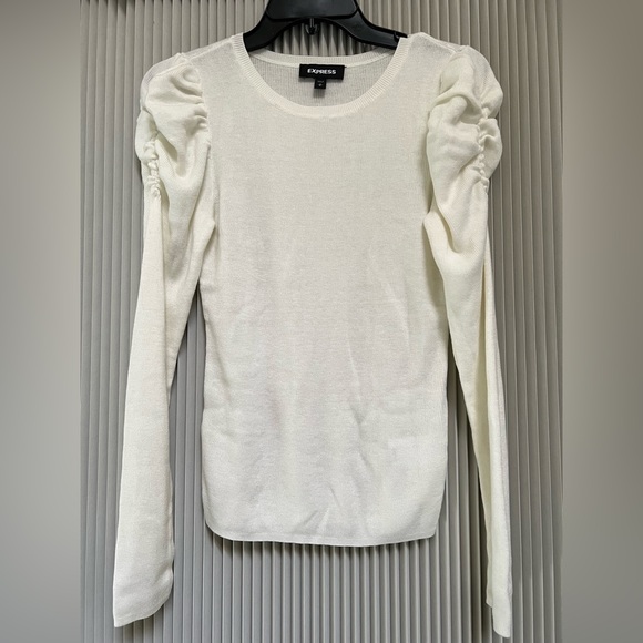 Ruched Sleeve Crew Neck Sweater - Picture 5 of 8